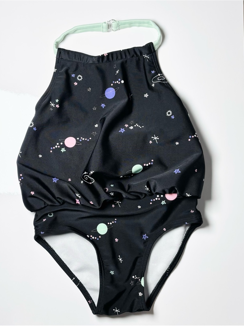 Cat & Jack Girls Space Galaxy Blouson Halter Swimsuit 4T Solar System Summer
